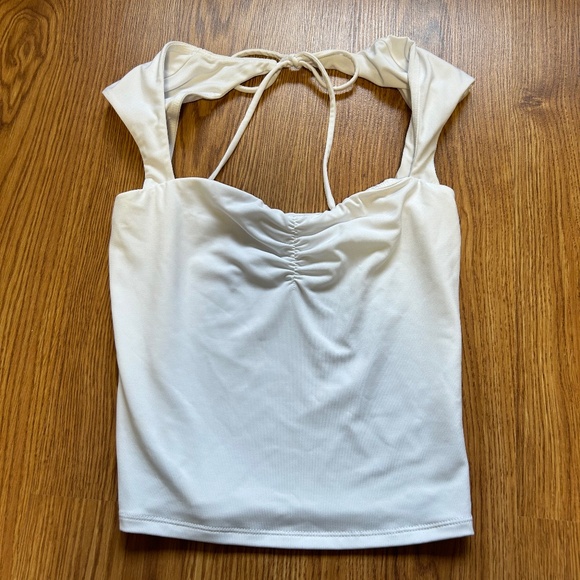 Garage White Strappy Neck T-shirt - Picture 1 of 2